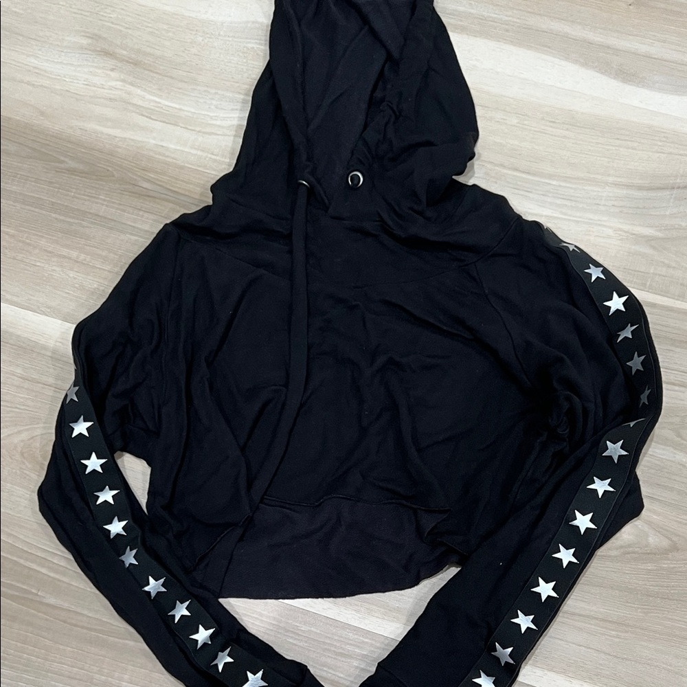 Black Hoodie with Star Accents